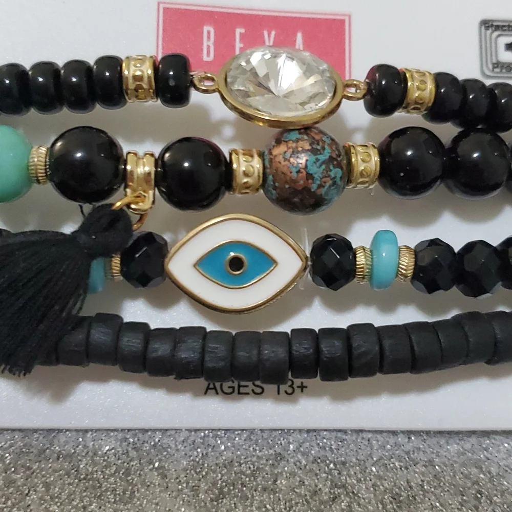 Beya 4pcs Evil Eyes Black bracelet